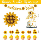 Hombae Sunflower Baby Shower Decorations, Baby Shower Decorations, Sunflower Themed Balloon It’s a Girl Backdrop Welcome Baby Glitter Banner Box Cutouts Cake Topper Daisy Sunflower Gold Yellow - Image 3