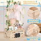 Wooden Baby Shower Crate Closet with Adjustable Handle & Garland, Large Personalized Baby Shower Basket Clothes Hangers Rack Storage Box, Pregnancy Gifts for New Parents Newborn Boy Girl - Image 5