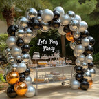 Bezente Black Silver Confetti Latex Balloons,60pcs 12 inch Black White Silver Metallic Chrome and Confetti Balloons and Electric Balloon Pump Multiple - Image 5