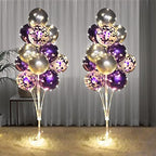 Cicicooie 2 Set Floor Balloon Stand Kit with String Light Balloon Holder Centerpieces Floor Decoration for Birthday Party Bachelorette Party (Purple&Silver) by Cicicooie