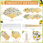Briwooody 48 Set Lemon Hand Folding Fans with Organza Bags Bulk Wedding Favors for Guests Mediterranean Lemon Paper Fan for Bridal Shower Supplies Bridesmaid Gifts Italian Summer Party Decorations - Image 2