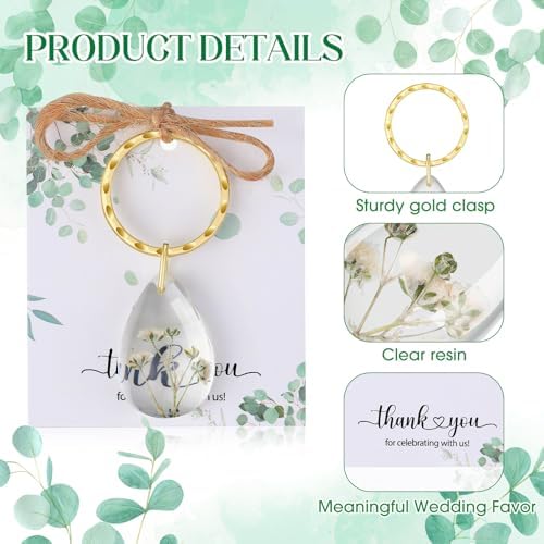 Landical 24 Set Baby Shower Return Gifts, Dried Flower Keychain Gift Bulk - Image 3