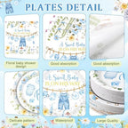 400 Pcs Blue Wildflower Boy Baby Shower Party Decoration for 50, a Sweet Baby Is on His Way Floral Paper Plates Napkins and Cups Cutlery Tableware Set for Boy Shower Party Supplies - Image 2