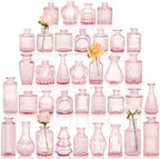 36pcs Pink Glass Bud Vase Set, Small Flower Vases for Centerpieces in Bulk by Fixwal