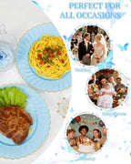 YOUBET 175PCS Light Blue Scalloped Plastic Plates for Party Wedding - Image 6