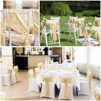 YMHPRIDE 60 PCS Champagne Satin Chair Sashes, 7x108 Inch Ties Chair Bows - Image 7