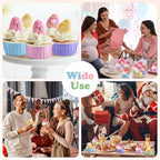 200 Pack Aluminum Cupcake Liners with Lids,Macaron,Plain - Image 6