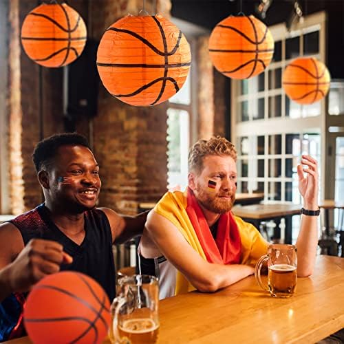 30 Pieces Orange Basketball Paper Lanterns Decorations 8 inches Ceiling Hanging Basketball Lanterns Basketball Sports Party Paper Lanterns for Sport Themed Birthday Party Bar Basketball Game Party - Image 5