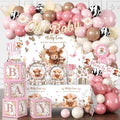 Cocomigo Highland Cow Baby Shower Decorations Pink, Boho Cow Shower Decor by Unknown