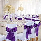 Babenest 50pcs Satin Chair Sashes Ties for Party Wedding, Purple - Image 3