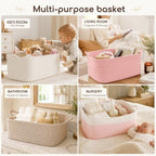 OIASKET Large Empty Cotton Rope Gift Basket with Handles, 16.5"x12.6"x7" Decorative Woven Storage Basket with Gift Bag and Ribbon Set for Baby Shower, Toy Organizer for Kids, Dogs & Cats - Brown - Image 5