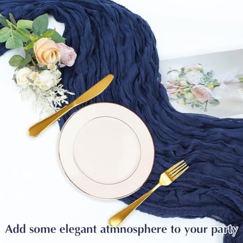 10 Pack Blue Cheesecloth Table Runner -21*120Inch Long Boho Wedding Table Decor, Rustic Gauze Fabric Runner for Bridal Showers, Baby Showers & Parties (Sheer, Lightweight, Wrinkled Design) - Image 5