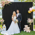 10ft x 10ft Black Backdrop Curtain for Parties Black Wrinkle Free Backdrop Drapes Panels for Birthday Party Wedding Photo Photography Polyester Fabric Background Decoration - Image 2
