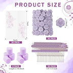 Fullhawl 50 Sets Wedding Invitations Wraps Set Pre Folded Vellum Jackets for 5 x 7 Invitations Dried Flowers Wax Seal Stickers Chiffon Silk Ribbon for Wedding Birthday Bridal Shower Craft DIY (Purple) - Image 2