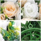 Briful Fake Floral Balls for Centerpieces - 2PCS 11.8" Large Faux Rose Flower Arrangement Silk Flower Bouquet for Home Wedding Party Anniversary Table Vase Flower Stand Decor(Champagne White) - Image 3
