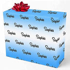 MyPupSocks Personalized Logo Wrapping Paper, Gradient Blue & White Custom Gift Wrapping Paper with Name Text for Teens Women Men Mom Dad Birthday Wedding Happy New Year 58x23 5 Rolls by MyPupSocks