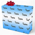 MyPupSocks Custom Text Wrapping Paper Gradient Blue & White, Personalized Name Gift Wrap Paper Funny Wrapping Paper Roll 58x23 for Boys Girls Kids Birthday Christmas Winter Holiday 3 Rolls by MyPupSocks