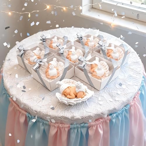 Pink Baby Shower Favor Set, 16 ceramic Angel with Wings, Girl boy Gender Reveal Thank You Tags, Baptism & Communion Favors (Pink) - Image 5