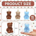 50 Pcs Bear Baby Shower Candle Favors for Guest Bear Party Favors Baby Shower Candles Bulk for Gifts Party Decorations (Light Brown,Dark Brown,Blue) - Image 2