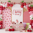 Tingjoo 3 Pcs Our Little Cherry on Top Baby Shower Arch Backdrop Cover - Image 5