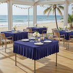 2 Pack Navy Blue Spandex Tablecloths for 34x34 Inch Square Tables, Stretch Fitted Table Clothes with Pleated Ruffle Skirt for 34” Table, Wrinkle Free and Elastic, for Party Kitchen Home Dining - Image 2