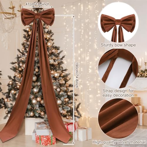Wavwavw Christmas Giant Velvet Bow Decor Brown Big Bow, 75 x 18 Inches - Image 3