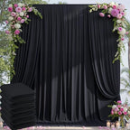 30×14ft Wrinkle Free Black Backdrop Curtain for Parties Wedding,6 Panels 5×14ft Height Soft Silky Polyester Photo Backdrop Drapes for Birthday Graduation Photography Stage Event Background Cloth by ENJOYYOURPARTY