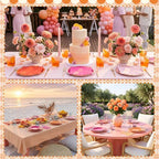 Zhehao 150 Pcs Pink and Orange Paper Plates Napkins Serves 50 - Image 6
