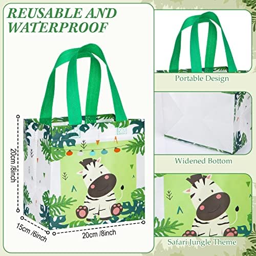 Silkfly 60 Pcs Safari Goodie Bags with Handles, Jungle Animal Non Woven Party Favor Bag Reusable Gift Bag Candy Treat Bags for Birthday Baby Shower Zoo Theme Party Favors - Image 3