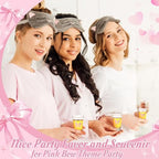 Funnymoom 50 Sets Pink Bow Party Favors Coquette Shot Glasses Birthday Party Decorations Acrylic Clear Gifts Thank You Tags with Organza Bags for Women Bridal Shower Wedding Bachelorette Supplies - Image 4