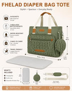 FHELAD Diaper Bag Tote for Women, Baby Diaper Bag Set (Sage Green) - Image 4