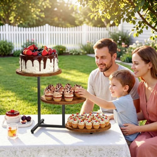 Emfogo Wooden Cupcake Stand for 50 Cupcakes, 3 Tier Dessert Tower Stands, Cup Cake Display for Party Afternoon Tea Wedding Graduation, Large Tiered Tray for Cake Cookie Food (1 Pack) - Image 5