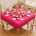 Wish Care Hot Pink Spandex Tablecloths for 60x60 Inch Square Tables, Stretch Fitted Table Clothes with Pleated Ruffle Skirt for 60” Table, Wrinkle Free and Elastic, for Party Kitchen Home Dining by WishCare