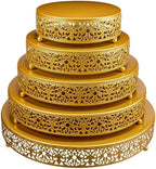 Wenqik 5 Pcs Metal Gold Cake Stand,16/14/12/10/8 in Round Cake Holder by Wenqik