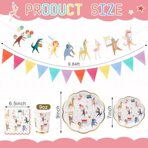 Maxdot 105 Pcs Animal Parade Theme Party Supplies, Birthday Party Deocr - Image 2