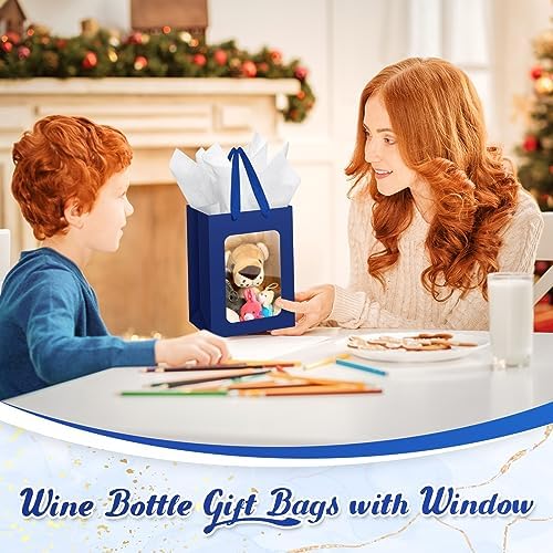 Zhanmai 36 Pcs Kraft Paper Gift Bags with Clear Window Handles, Blue - Image 6