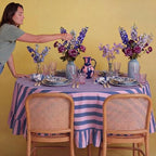 Tudomro Striped Tablecloth, Round, Peony, Slate Blue, 60'' X 60'' - Image 7