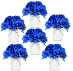 Royal Blue Flower Table Centerpieces, Set of 6, Rose & Hydrangea by DIYDOFUN