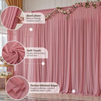 30ft x 10ft Dusty Rose Backdrop Curtains, Wrinkle-Free Sheer Chiffon Fabric Photo Backdrop Drapes for Wedding Arch Party Ceremony Stage Photography Birthday Decorations - Image 6