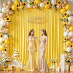 8 Panels Yellow Backdrop Curtains - Wrinkle Free Fabric Backdrop Curtain for Photoshoot, 10FT Wedding Party Photo Backdrop Drapes for Birthday Baby Shower Photography Stage Background Decorations - Image 3