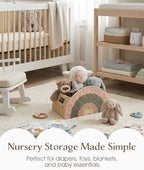 Rainbow Rope Basket, Handwoven Paper Rope Baby Toy Storage Basket with Handle for Nursery, Diapers, Clothes, Books & Toys, Kids Room, Playroom & Baby Shower Gift - Image 5