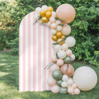 Pink and White Striped Arch Backdrop Cover 7.2 FT, Gradient Wedding Arch Cover Stretchy Backdrop Stands Covers for Birthday Party Ceremony Banquet Decor by Unknown