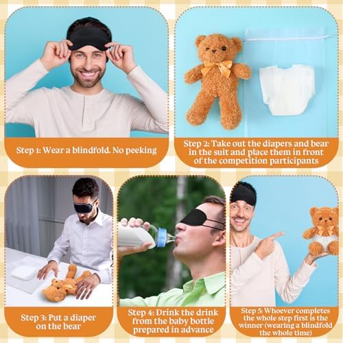 6 Sets Bottle Chug Bear Baby Shower Games Brown Bear - Image 2