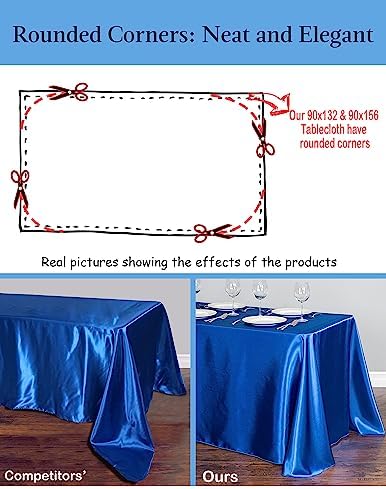 LTC LINENS 5-Pack Rectangular Tablecloths 90 in x 132 in with Rounded Corners - Turquoise Table Cloths for 6 ft Rectangle Tables Floor Length - Polyester Fabric Cloth Table Covers for Wedding, Party - Image 3