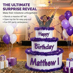 Anderson's White & Purple Personalized Pop-Out Birthday Cake, Life-Size Faux Cake with Fun Font, Custom Name, Surprise Reveal Prop for Milestone Parties, Photo Ops, Store or Business Events - Image 6