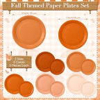Mimorou 177 Pcs Fall Orange Paper Plate Napkin Party Supplies for 25 Guest - Image 2