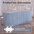 Blue Tulle Tablecloth for 6 Ft Rectangle Tables 4-Pack, Ideal for Weddings - Image 5