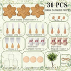 37Pcs Baby Shower Prizes for Game Winners Lotus Cheese Board Fork Butter Spreaders straight knife spatula Coasters Towel Artificial Eucalyptus Stems Cards and Gift Bags for Guests Bridal Birthday,3Set - Image 2