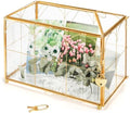 Okllen Glass Card Box with Slot, Large Gold Clear Card Box for Wedding Receptions, Decorative Storage Box with Lock for Baby Shower, Birthday Party, Bridal Shower by Okllen