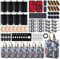 Baby Shower Prizes for Men 8 Set with 8oz Stainless Steel Hip Flask Bottle Opener Manicure Kit Bath Sponge Sunglasses Gift Bag Baby Shower Game Prizes for Winner Bachelor Party (Black, 8 Sets) by WishFond